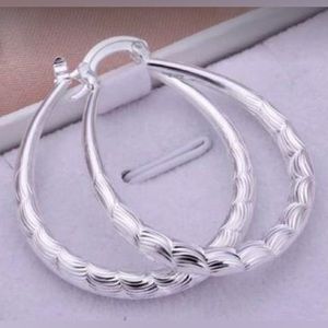 Sterling Silver 925 Oval Hoop Earrings - Filigree Sterling Silver - Brand New
